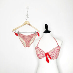 MARC JACOBS Geometric Floral Bikini 2 Piece Swimsuit red twee womens size L